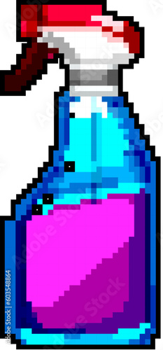 bottle glass cleaner game pixel art retro vector. bit bottle glass cleaner. old vintage illustration