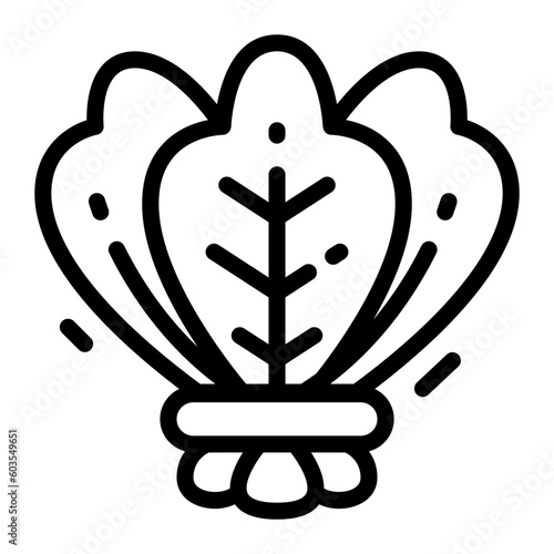 Spinach Kale Lettuce Simple Line Icon Logo Symbol