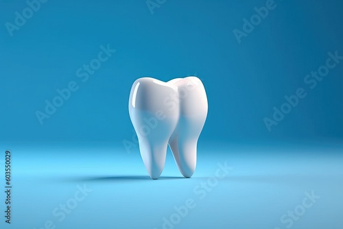 Molar in a blue background with lots of copy space ideal for dentists  generative ai