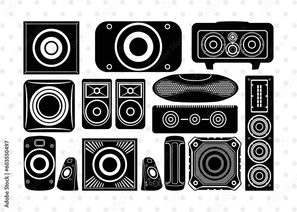 Sound Box SVG Cut Files Sound Box Silhouette Speakers Svg Speaker