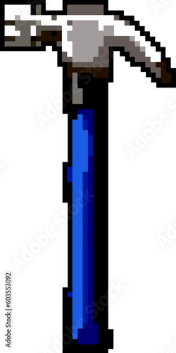 construction hammer tool game pixel art retro vector. bit construction hammer tool. old vintage illustration