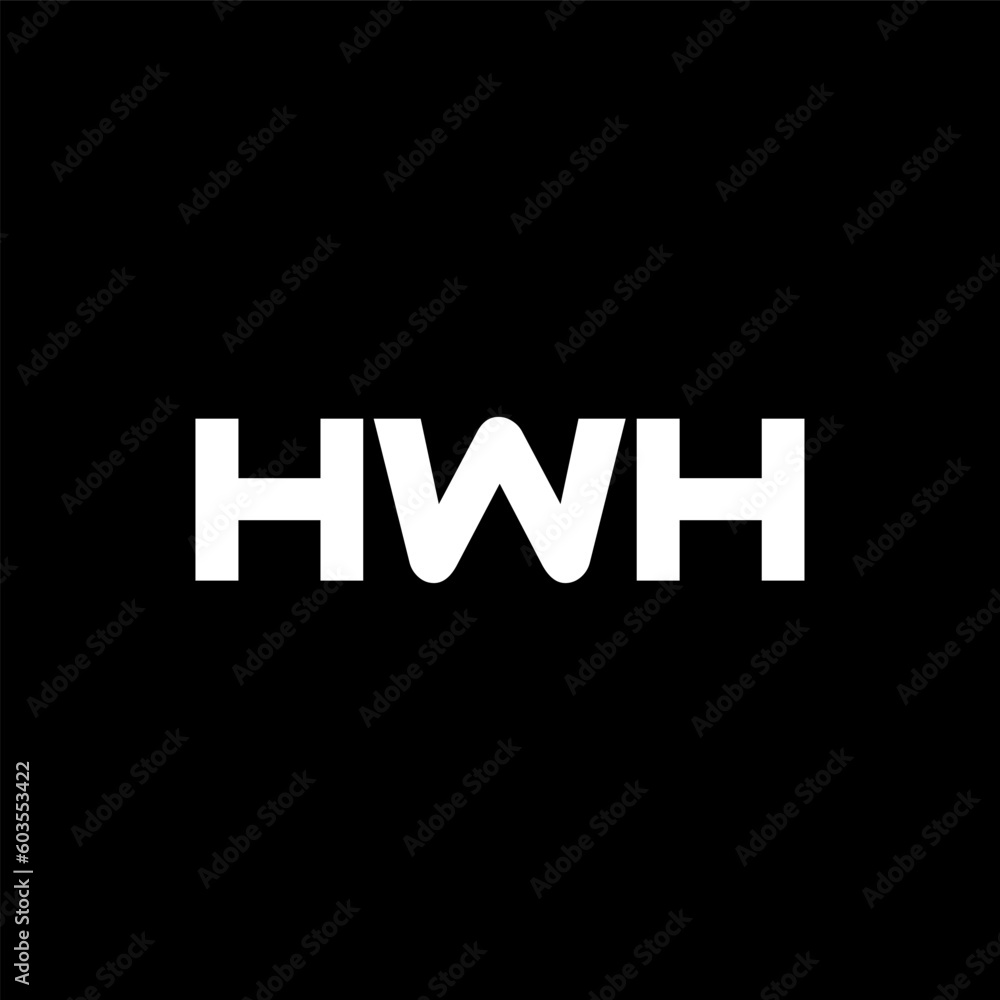 HWH letter logo design with black background in illustrator, vector logo modern alphabet font overlap style. calligraphy designs for logo, Poster, Invitation, etc.