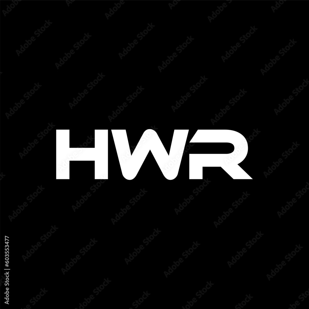 HWR letter logo design with black background in illustrator, vector logo modern alphabet font overlap style. calligraphy designs for logo, Poster, Invitation, etc.