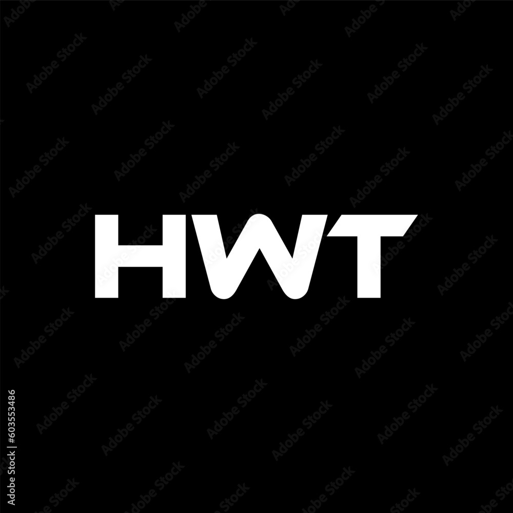 HWT letter logo design with black background in illustrator, vector logo modern alphabet font overlap style. calligraphy designs for logo, Poster, Invitation, etc.