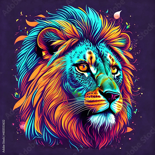 Lion  vector design  vibrant colors  AI generated