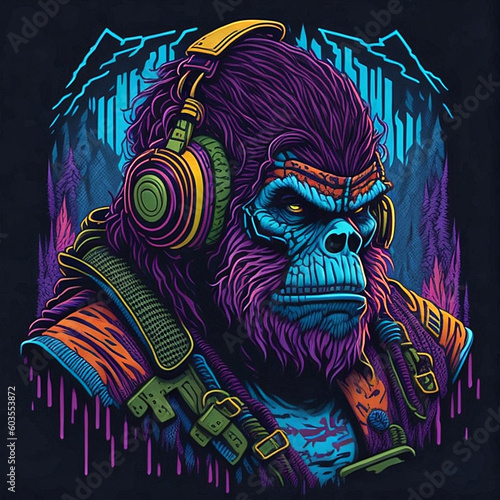Bigfoot, vector design, vibrant colors, AI generated