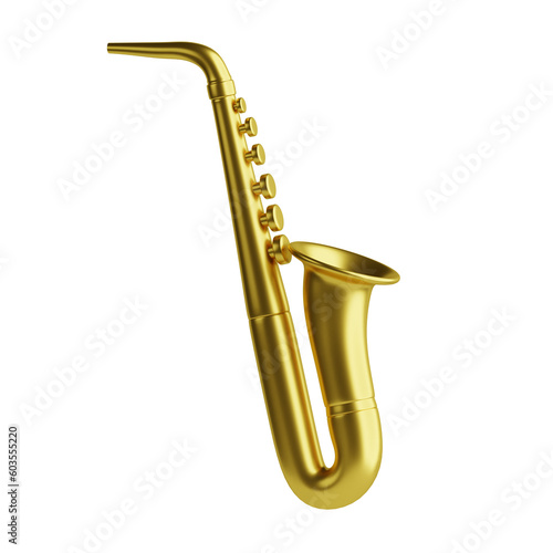 Canvas Print A 3D illustration of a saxophone, a wind instrument often used in jazz and class