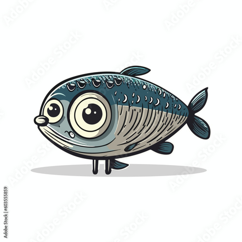vector cute sardine cartoon style