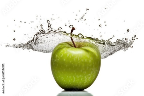 an apple with water droplets splashing out of it Generative AI
