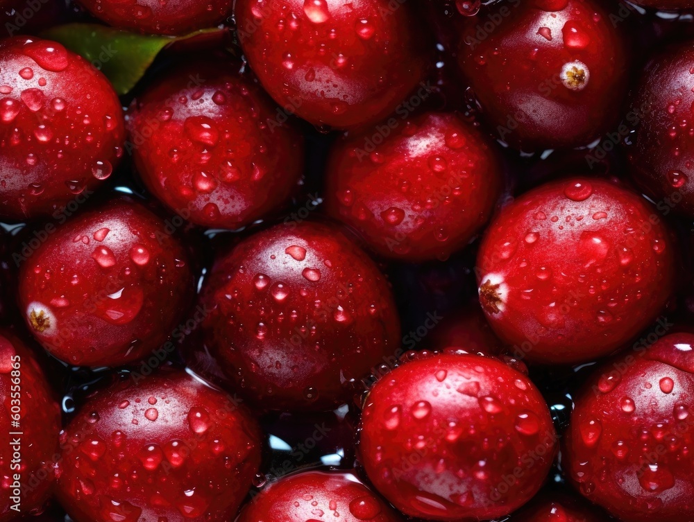 Cranberries background as seamless tile (generative AI) Cranberries background as seamless tile (generative AI)