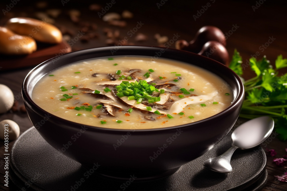 Delicious hearty mushroom soup