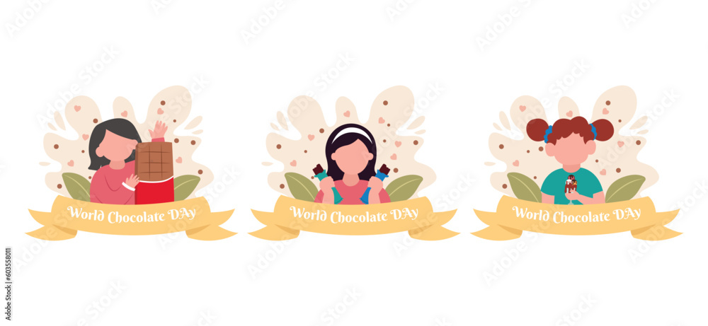 Naklejka premium World Chocolate Day Flat Bundle Design Illustration