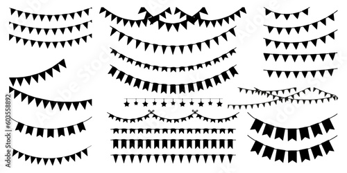 Set Of Bunting And Carnival Flag Silhouettes
