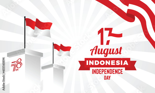 Flat indonesia independence day background template 