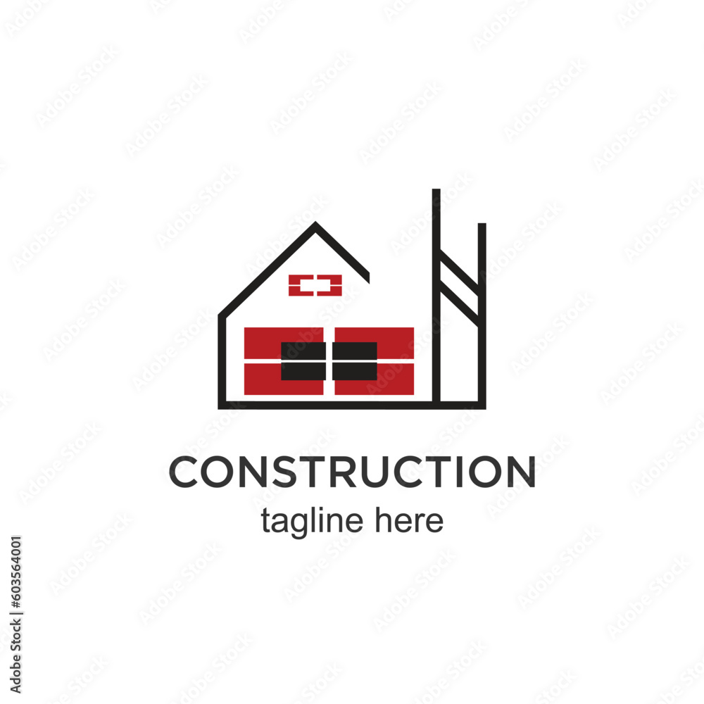 Naklejka premium Construction logo design simple concept Premium Vector