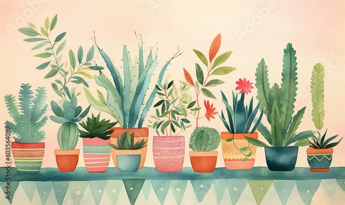 Watercolor-style pastel botanical patterns