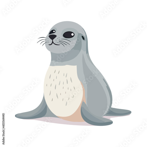 Cute sea lion flat vector isolated on white background. pinniped marine mammal symbol