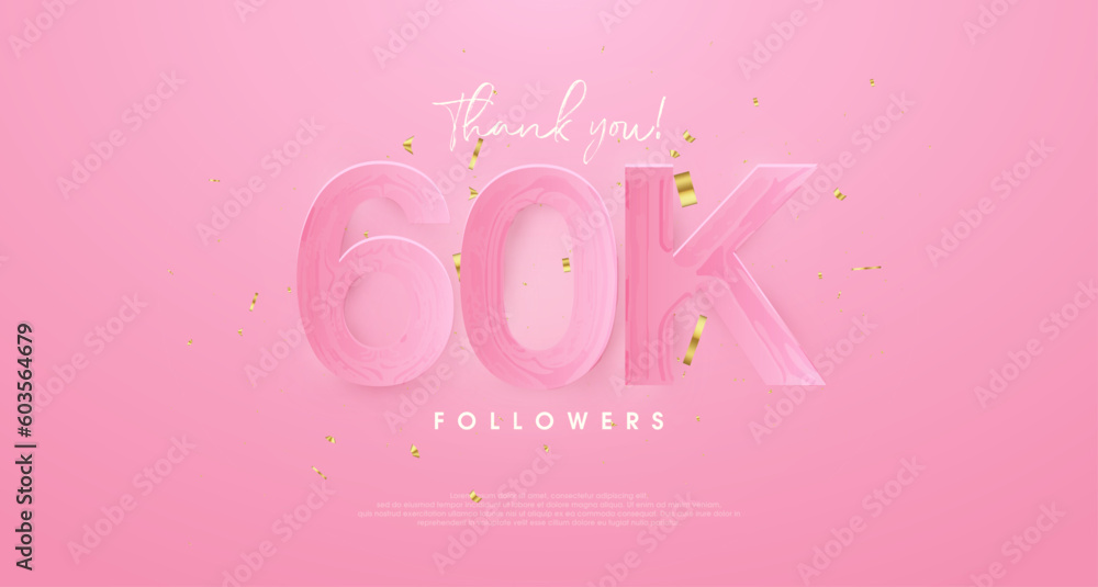 pink background to say thank you very much 60k followers.
