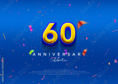 60th Anniversary  in luxurious blue. Premium vector background for greeting and celebration.