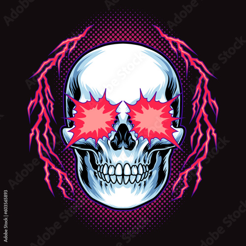 Skull with 80s retro style