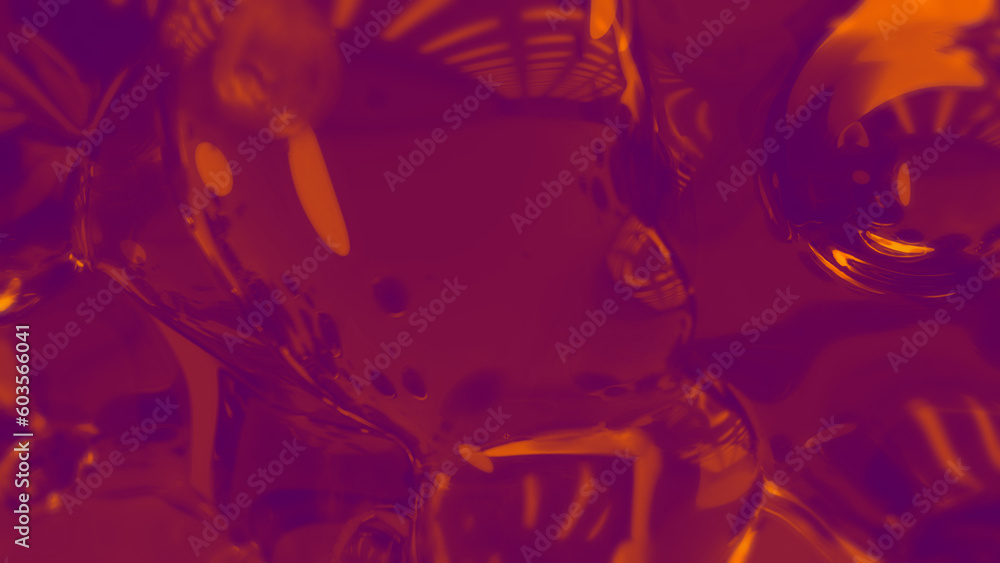 orange and purple diaphanous crystalline meta spheres bg - abstract 3D rendering