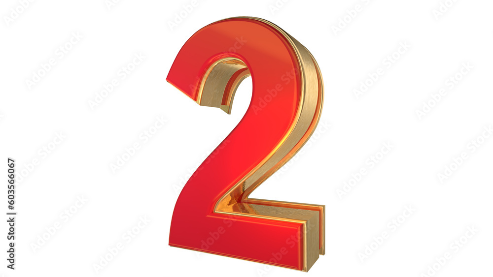 Fototapeta premium Red 3d number 2