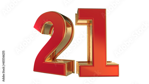 Red 3d number 21