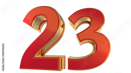 Red 3d number 23