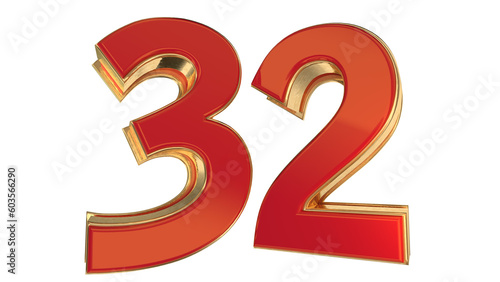 Red 3d number 32