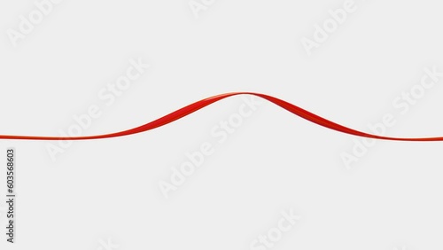 red glossy ribbon meanders on a white background. 3d render looped animation