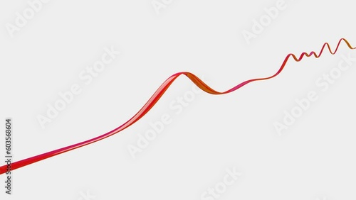 red glossy ribbon meanders on a white background. 3d render looped animation