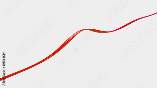 red glossy ribbon meanders on a white background. 3d render looped animation