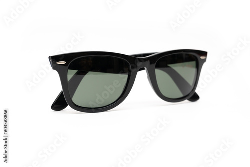 Black sunglasses isolated on white background.