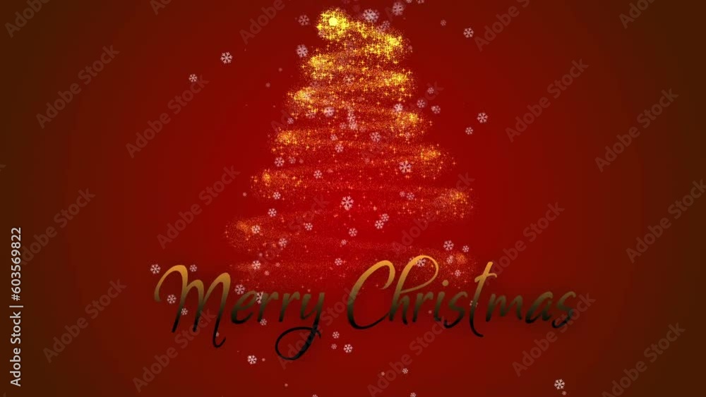 Merry Christmas, digital tree and sparks on mockup for celebration against a red studio background. Moving star animation, pattern or glitter for special holiday, sign or postcard on mockup space Merry Christmas, digital tree and sparks on mockup for celebration against a red studio background. Moving star animation, pattern or glitter for special holiday, sign or postcard on mockup space