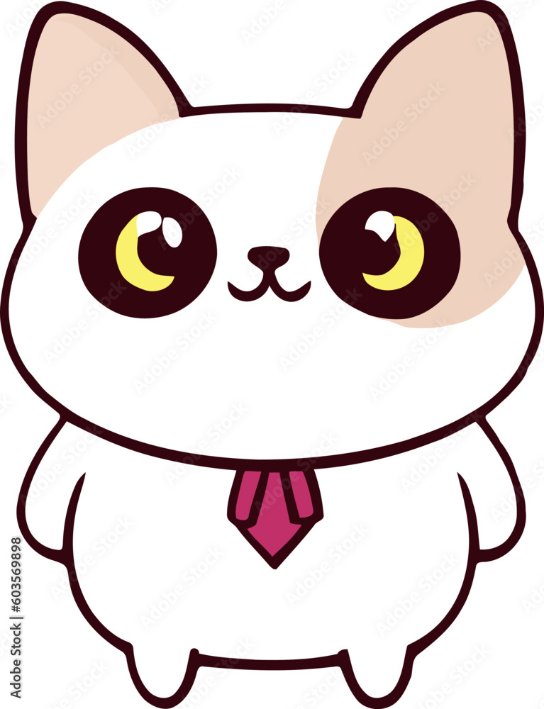 Funny cat and adorable kitten character vector design with flat color in white background suitable for sticker, cartoon and print design. Funny cat and adorable kitten character vector design with flat color in white background suitable for sticker, cartoon and print design.