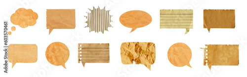 Set of vintage bubble text. Old retro paper copy space