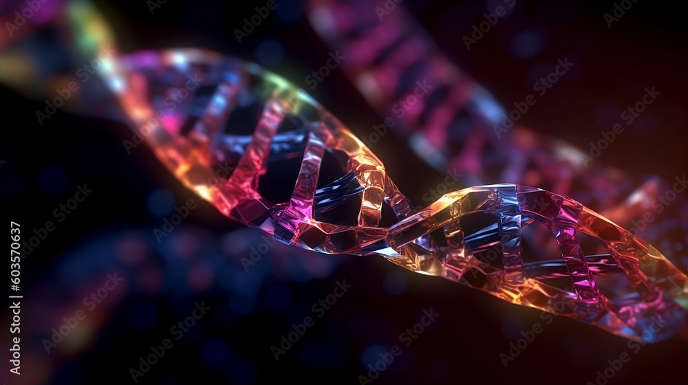 DNA molecules. Colorful of human chromosomes. Medicine. Medical science and biotechnology. Gene cell concept. Generative AI DNA molecules. Colorful of human chromosomes. Medicine. Medical science and biotechnology. Gene cell concept. Generative AI