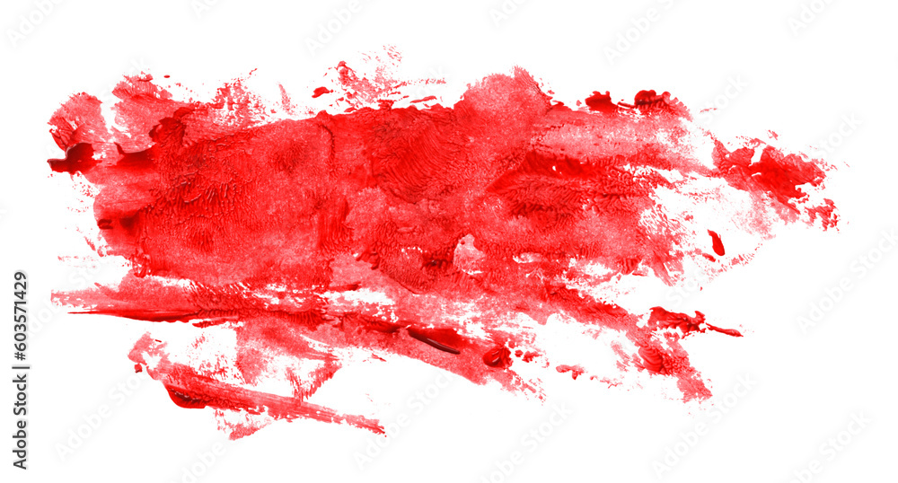 Shiny red brush watercolor painting isolated on transparent background. watercolor png