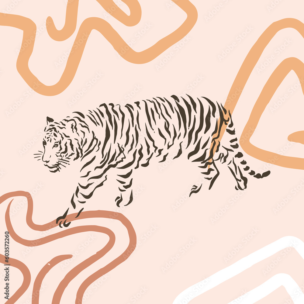 Lazy tiger animal art illustration