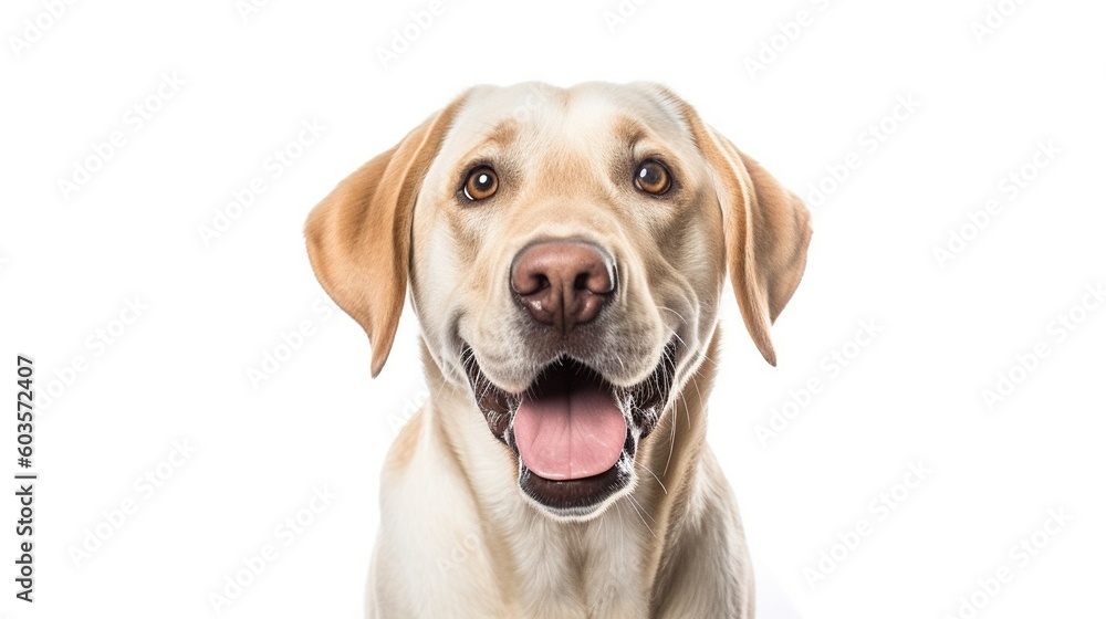 Labrador retriever dog portrait on white background.Generative Ai Labrador retriever dog portrait on white background.Generative Ai