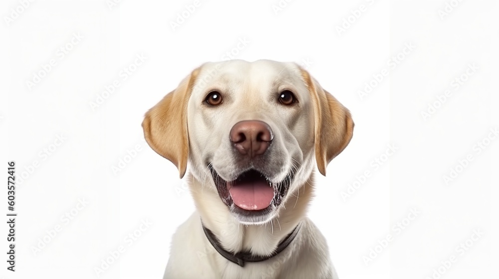 Labrador retriever dog portrait on white background.Generative Ai