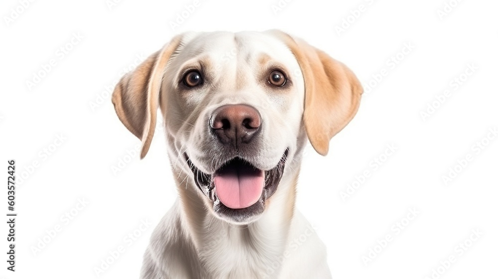 Labrador retriever dog portrait on white background.Generative Ai Labrador retriever dog portrait on white background.Generative Ai