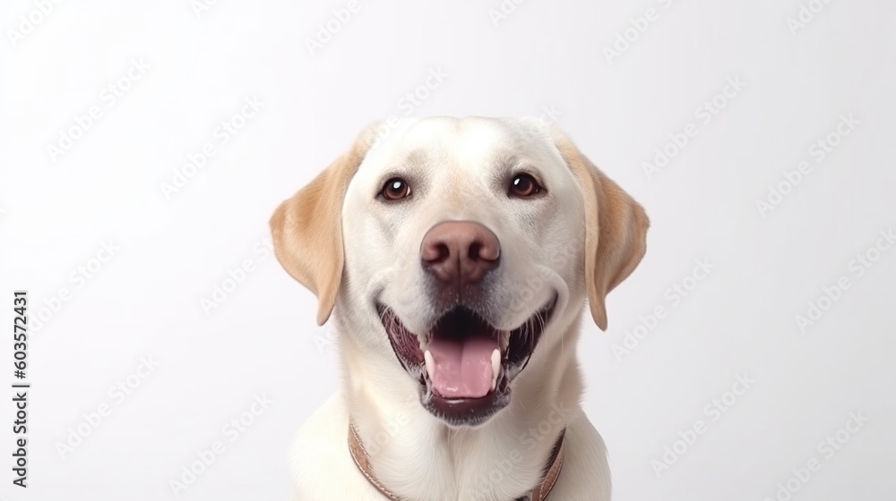 Labrador retriever dog portrait on white background.Generative Ai Labrador retriever dog portrait on white background.Generative Ai