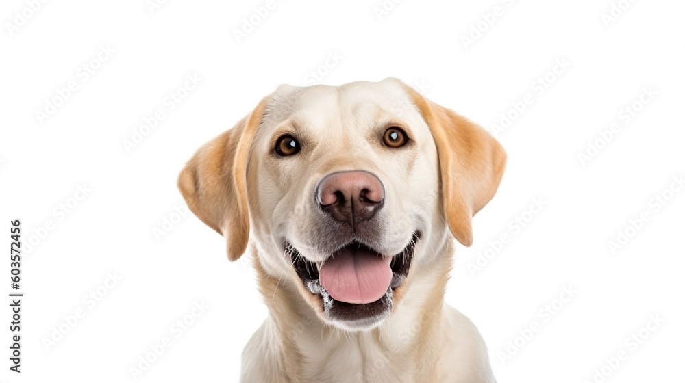 Labrador retriever dog portrait on white background.Generative Ai Labrador retriever dog portrait on white background.Generative Ai