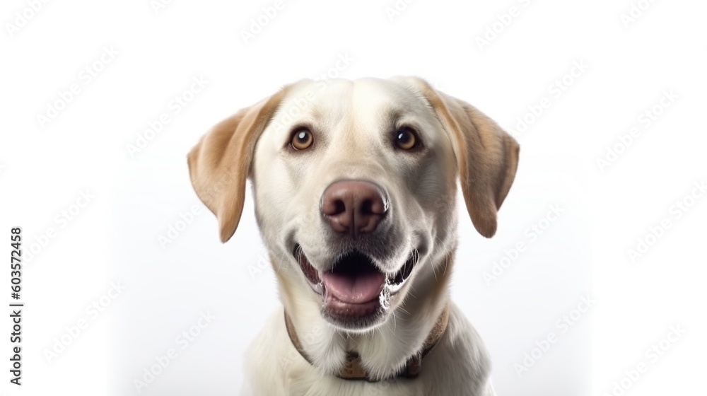 Labrador retriever dog portrait on white background.Generative Ai Labrador retriever dog portrait on white background.Generative Ai
