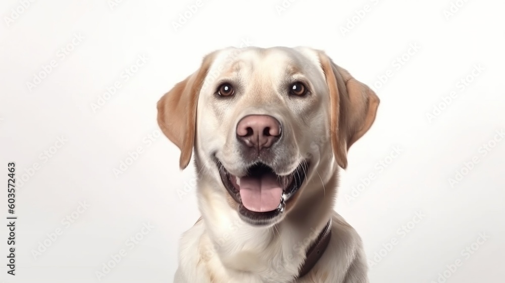 Labrador retriever dog portrait on white background.Generative Ai Labrador retriever dog portrait on white background.Generative Ai