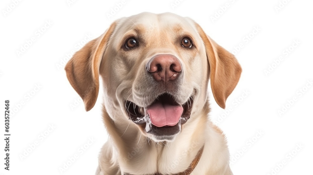 Labrador retriever dog portrait on white background.Generative Ai Labrador retriever dog portrait on white background.Generative Ai