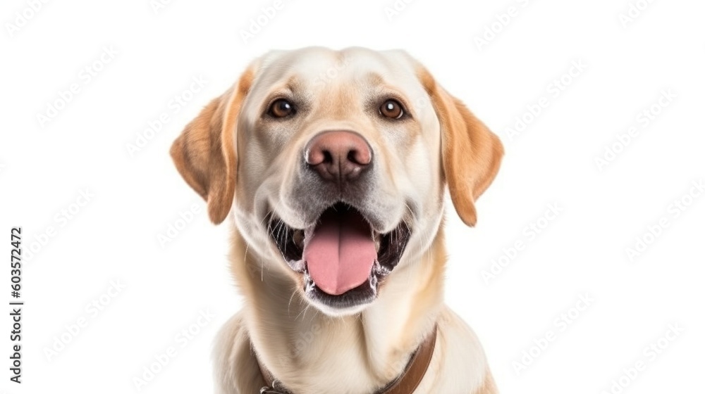 Labrador retriever dog portrait on white background.Generative Ai