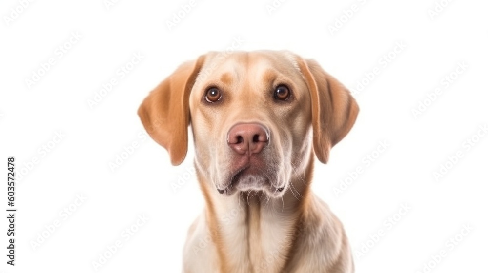 Labrador retriever dog portrait on white background.Generative Ai Labrador retriever dog portrait on white background.Generative Ai