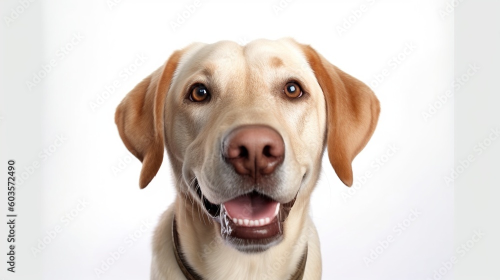 Labrador retriever dog portrait on white background.Generative Ai Labrador retriever dog portrait on white background.Generative Ai
